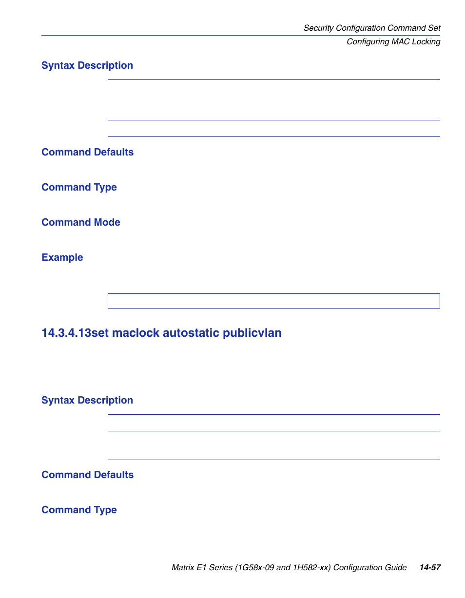 13 set maclock autostatic publicvlan, Set maclock autostatic publicvlan -57, Vlan | Section 14.3.4.13, And the, 13set maclock autostatic publicvlan | Enterasys Networks 1G58x-09 User Manual | Page 739 / 808