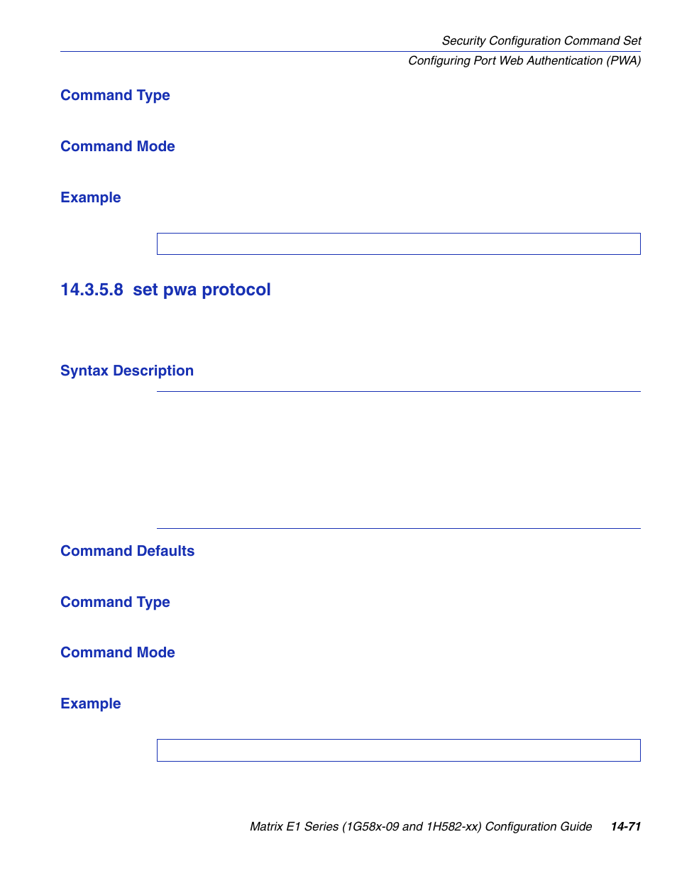 8 set pwa protocol, Set pwa protocol -71, Section 14.3.5.8 | Enterasys Networks 1G58x-09 User Manual | Page 753 / 808
