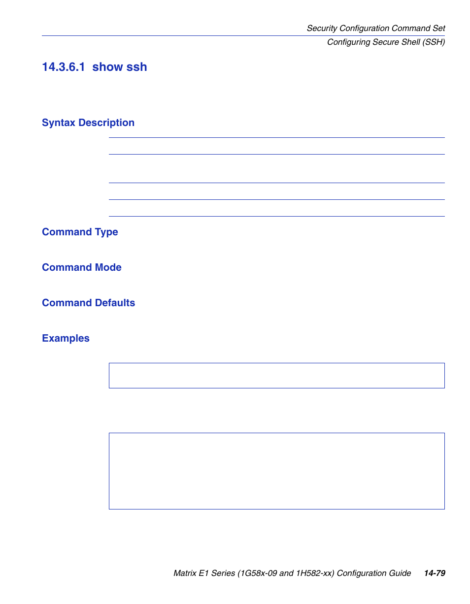 1 show ssh, Show ssh -79, Section 14.3.6.1 | Enterasys Networks 1G58x-09 User Manual | Page 761 / 808