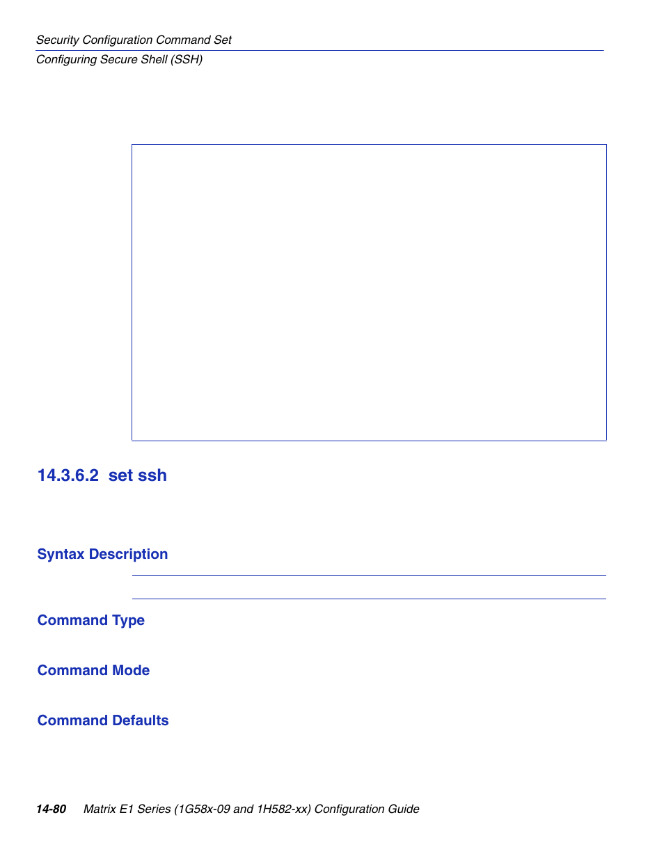 2 set ssh, Set ssh -80, Section 14.3.6.2 | Enterasys Networks 1G58x-09 User Manual | Page 762 / 808