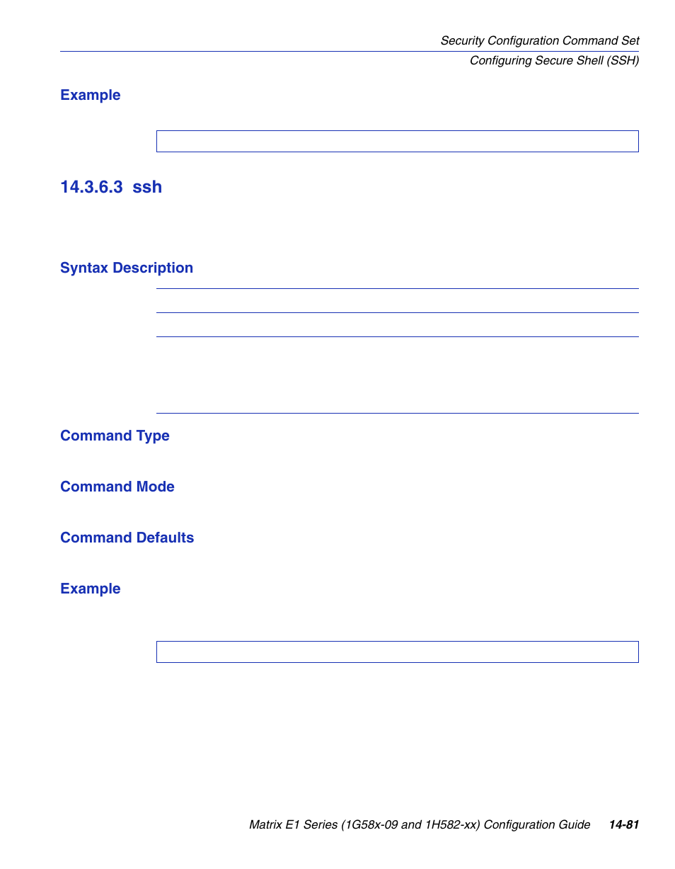 3 ssh, Ssh -81, Section 14.3.6.3 | Enterasys Networks 1G58x-09 User Manual | Page 763 / 808