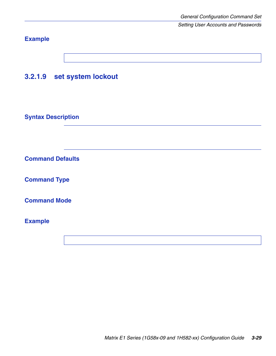 9 set system lockout, Set system lockout -29, Lockout | Section 3.2.1.9 | Enterasys Networks 1G58x-09 User Manual | Page 77 / 808