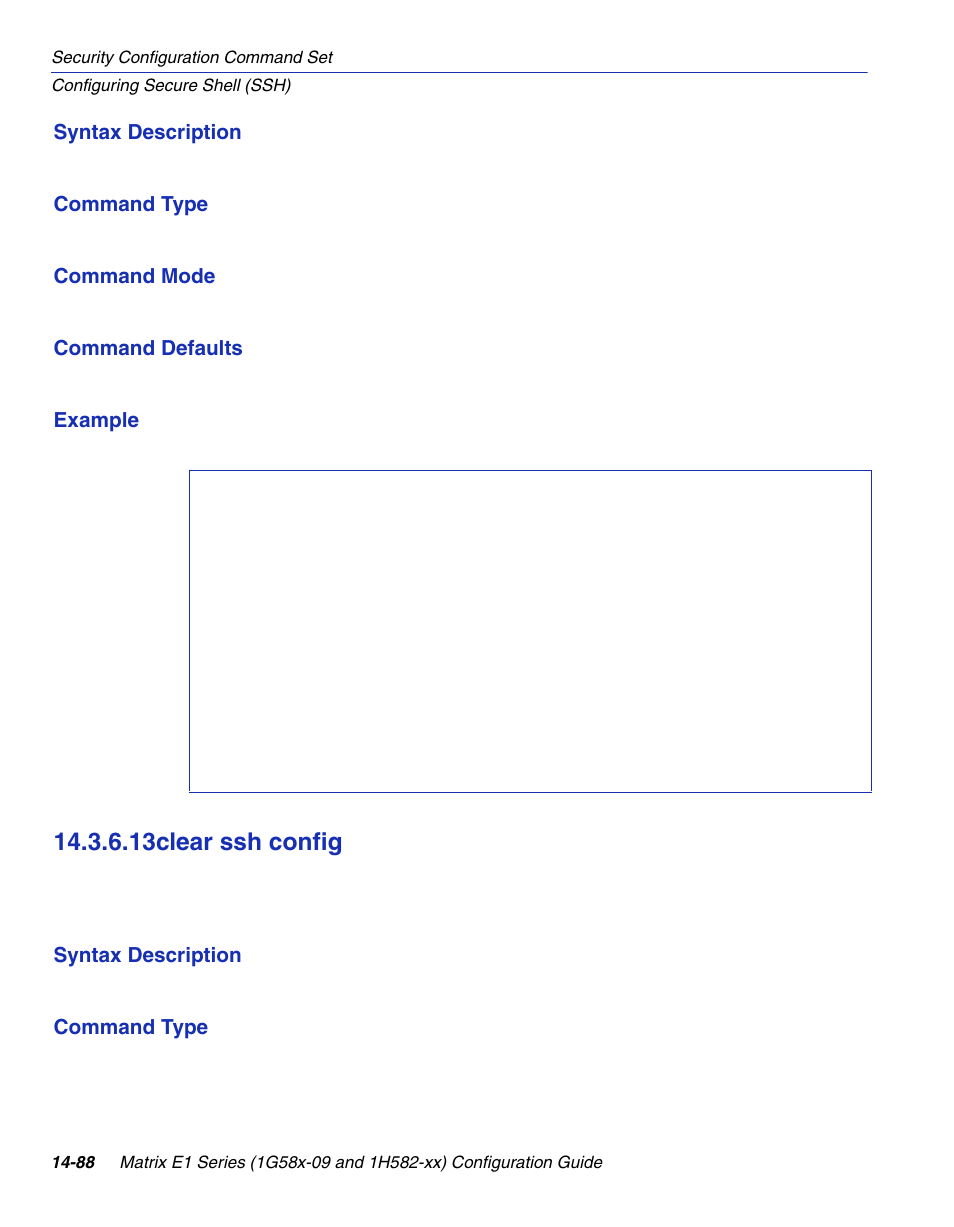 13 clear ssh config, Clear ssh config -88, Section 14.3.6.13 | 13clear ssh config | Enterasys Networks 1G58x-09 User Manual | Page 770 / 808