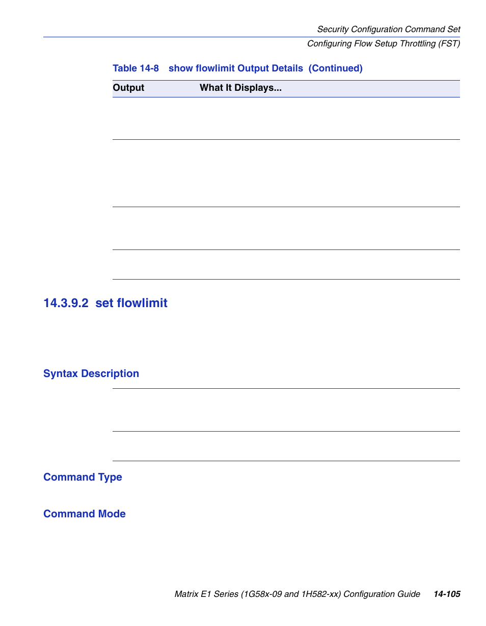 2 set flowlimit, Set flowlimit -105, Section 14.3.9.2 | Enterasys Networks 1G58x-09 User Manual | Page 787 / 808