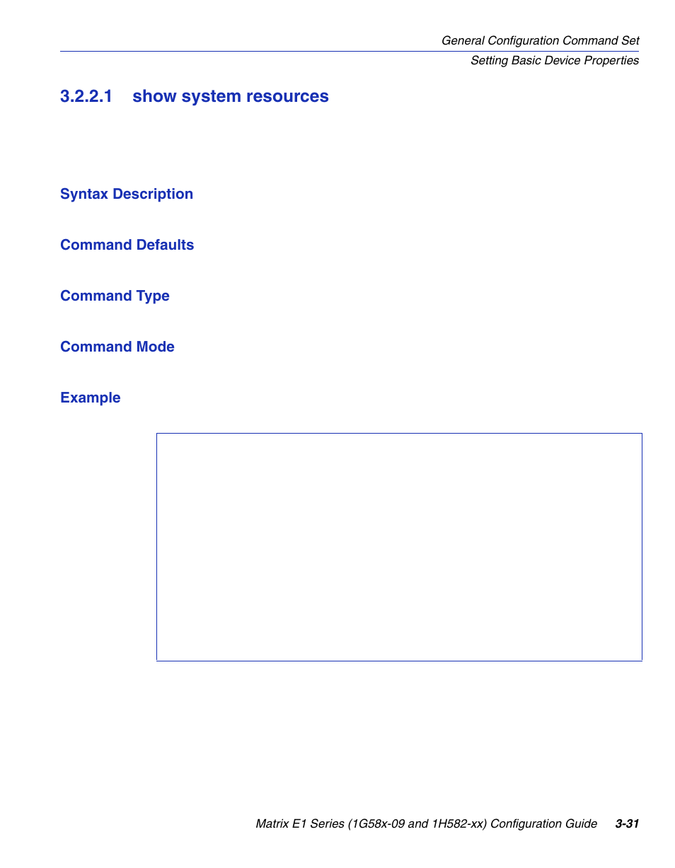1 show system resources, Show system resources -31, Section 3.2.2.1 | Enterasys Networks 1G58x-09 User Manual | Page 79 / 808