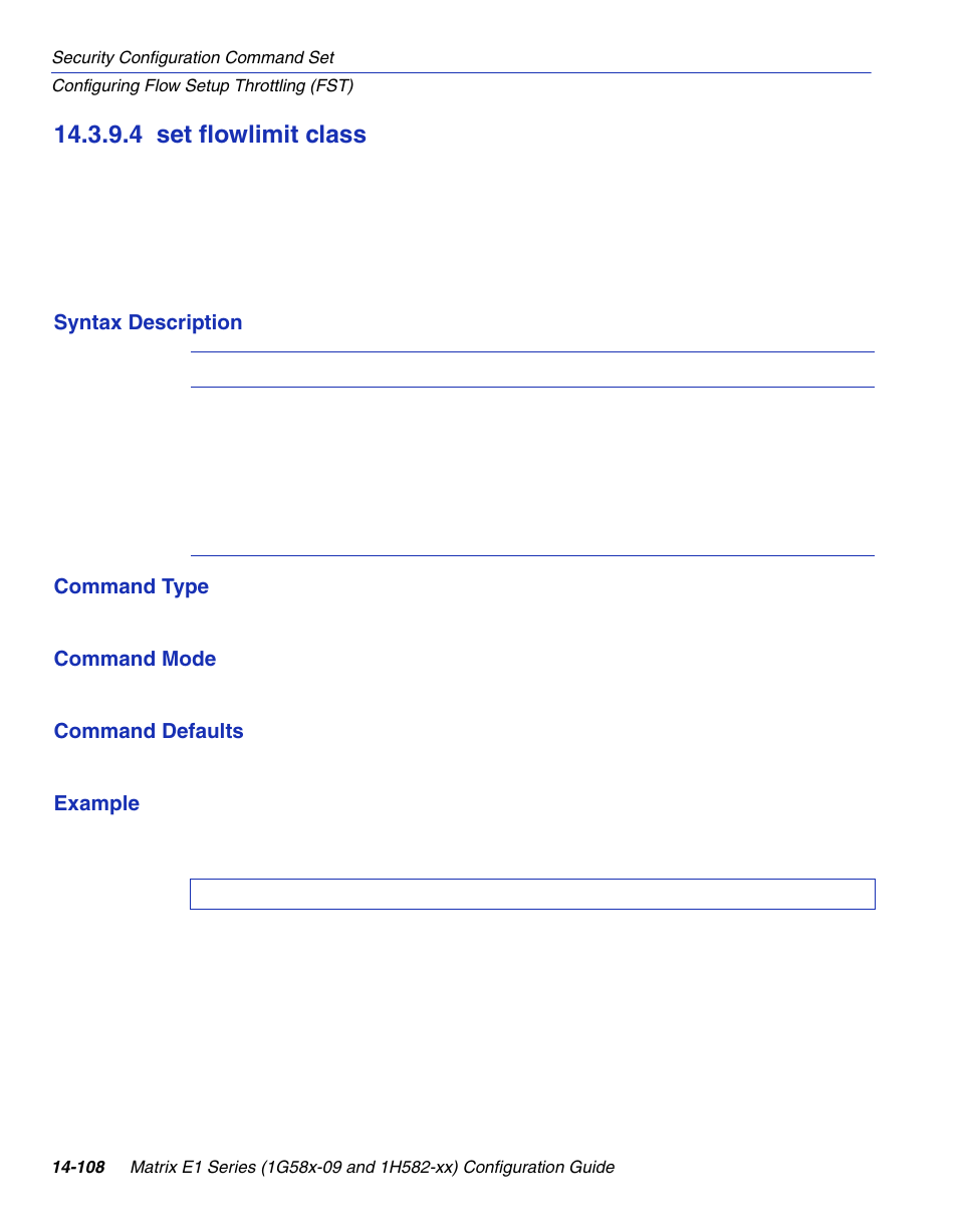 4 set flowlimit class, Set flowlimit class -108, Section 14.3.9.4 | Enterasys Networks 1G58x-09 User Manual | Page 790 / 808