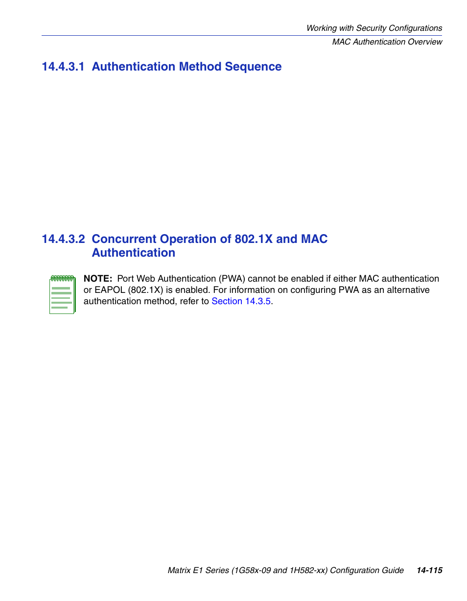 1 authentication method sequence, Authentication method sequence -115, Section 14.4.3.2 | Enterasys Networks 1G58x-09 User Manual | Page 797 / 808