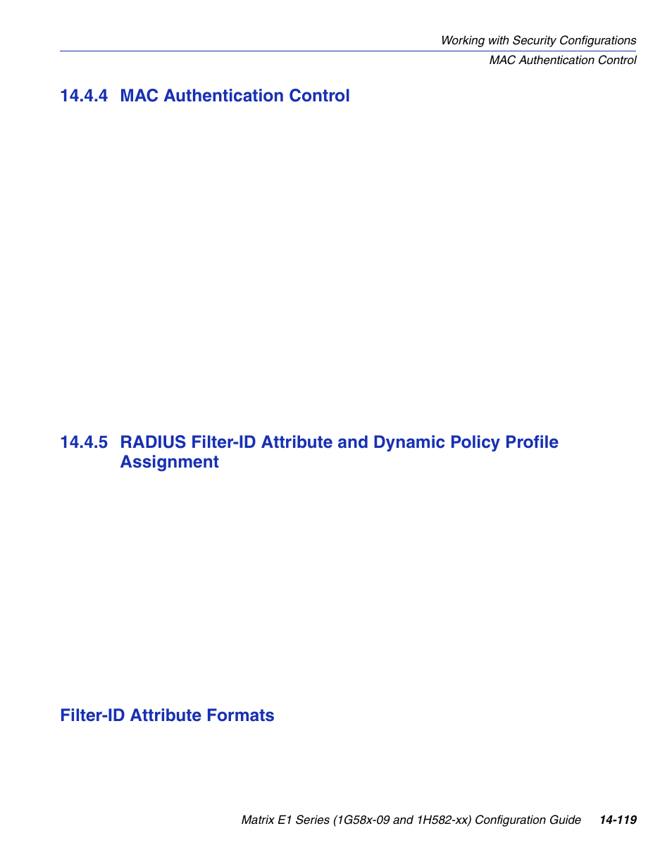4 mac authentication control, Mac authentication control -119, Filter-id attribute formats | Enterasys Networks 1G58x-09 User Manual | Page 801 / 808