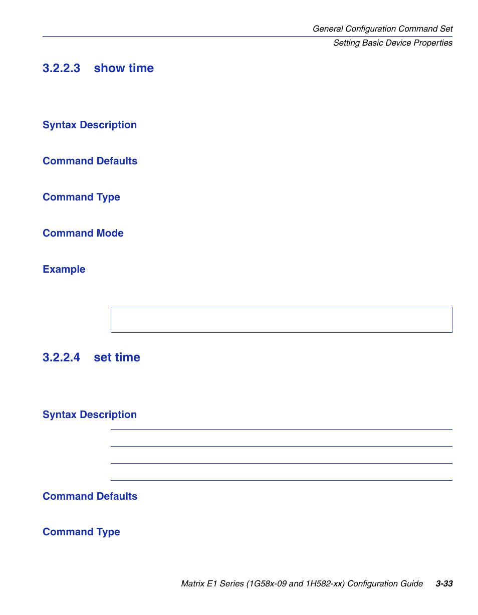 3 show time, 4 set time, Show time -33 | Set time -33, Show time, Section 3.2.2.3, Set time, Section 3.2.2.4 | Enterasys Networks 1G58x-09 User Manual | Page 81 / 808