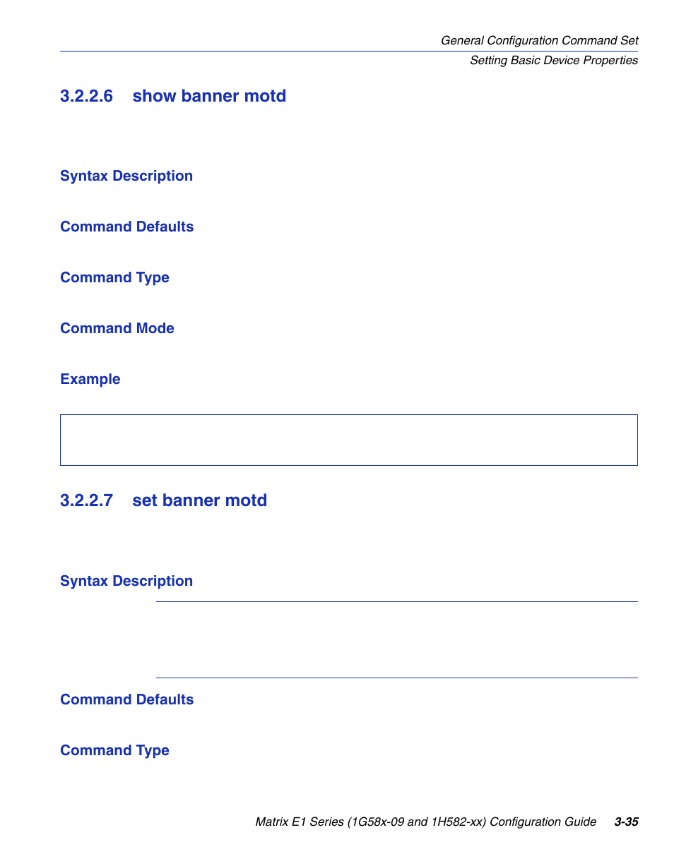 6 show banner motd, 7 set banner motd, Show banner motd -35 | Set banner motd -35, Section 3.2.2.6, Section 3.2.2.7 | Enterasys Networks 1G58x-09 User Manual | Page 83 / 808