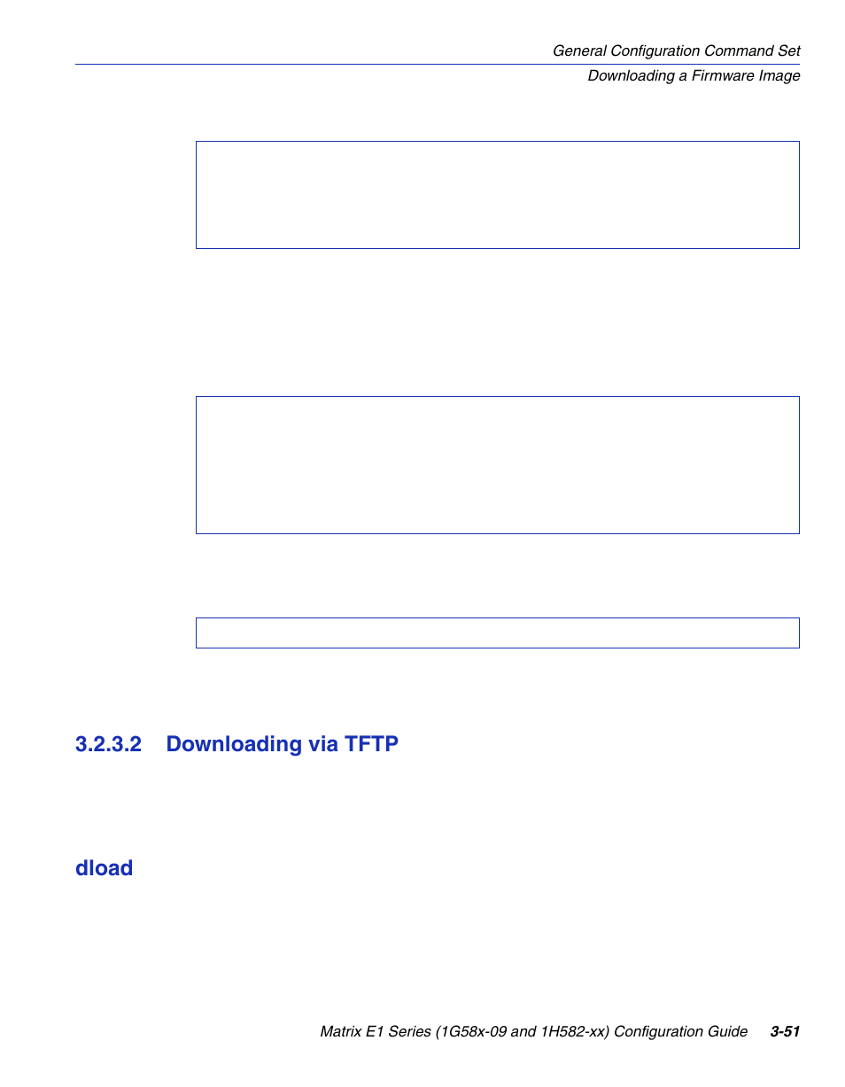 2 downloading via tftp, Downloading via tftp -51, In the area. for details, refer to | Section 3.2.3.2, Dload | Enterasys Networks 1G58x-09 User Manual | Page 99 / 808