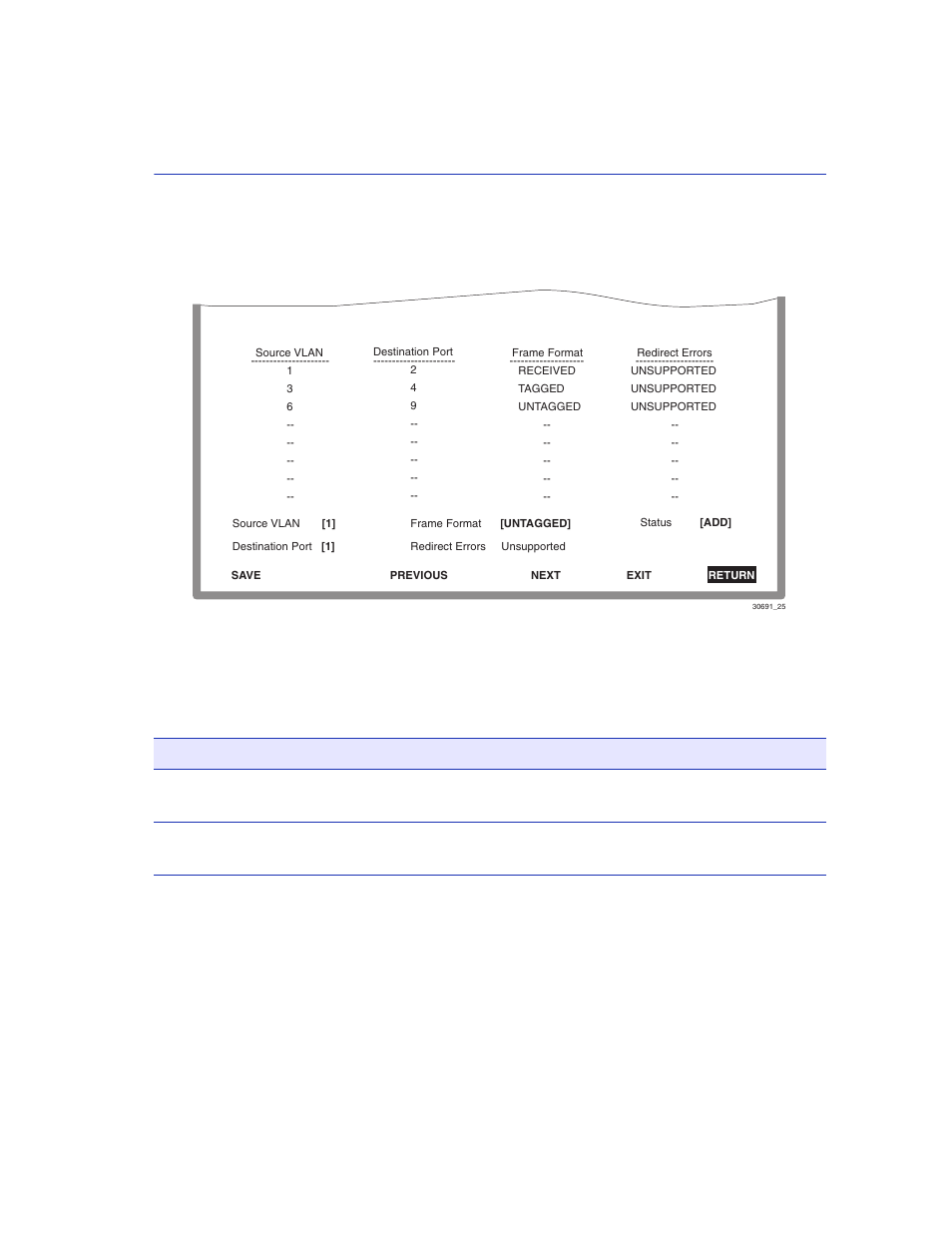 Vlan redirect configuration screen, Screen example, Field descriptions | Enterasys Networks 2200 User Manual | Page 113 / 330