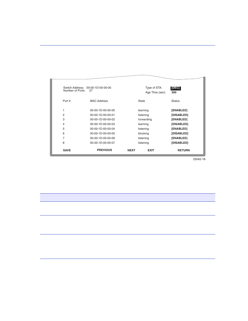 Switch configuration screen, Switch configuration screen field descriptions, Figure 6-2 | Screen example, Field descriptions | Enterasys Networks 2200 User Manual | Page 123 / 330