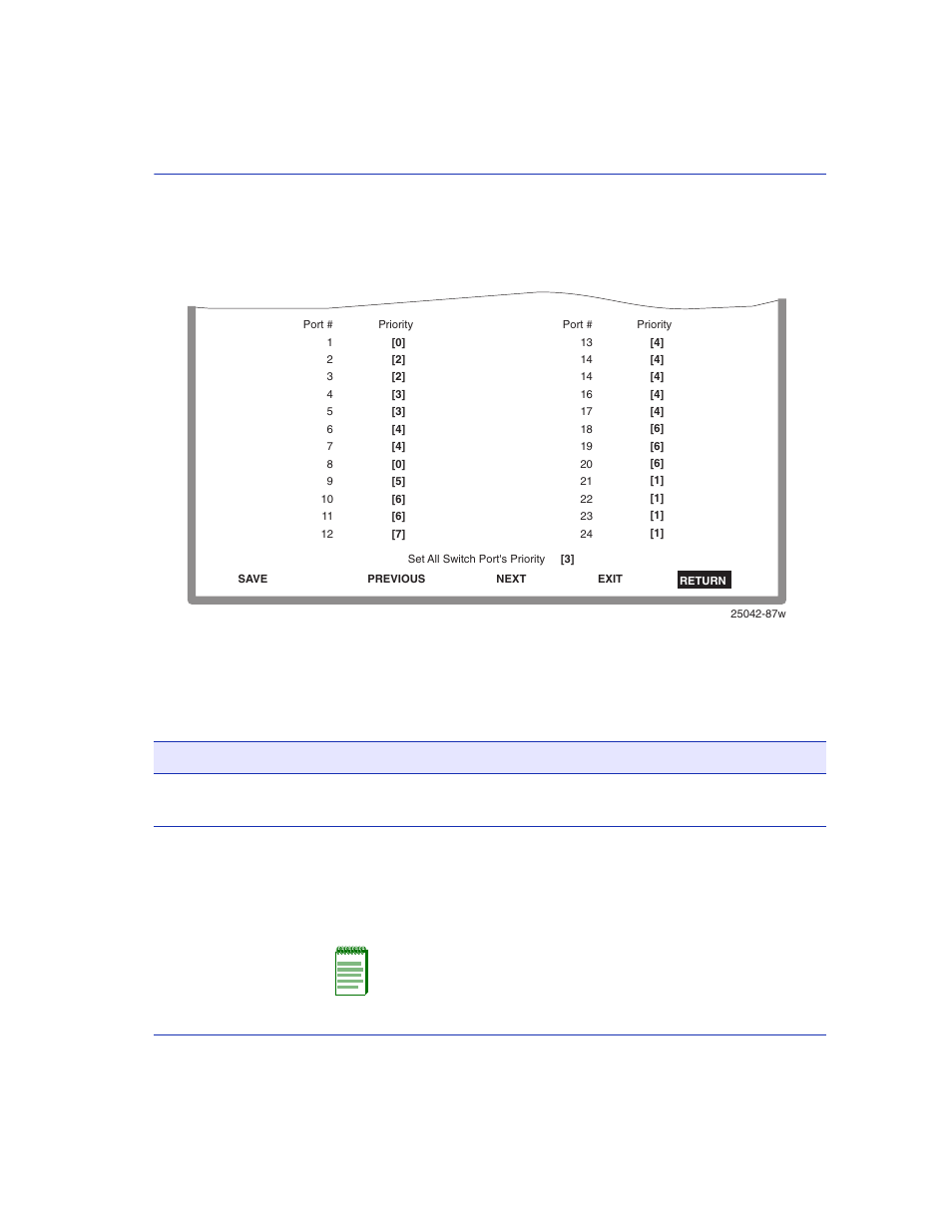 Port priority configuration screen -11, Figure 6-4, Screen example | Field descriptions | Enterasys Networks 2200 User Manual | Page 129 / 330