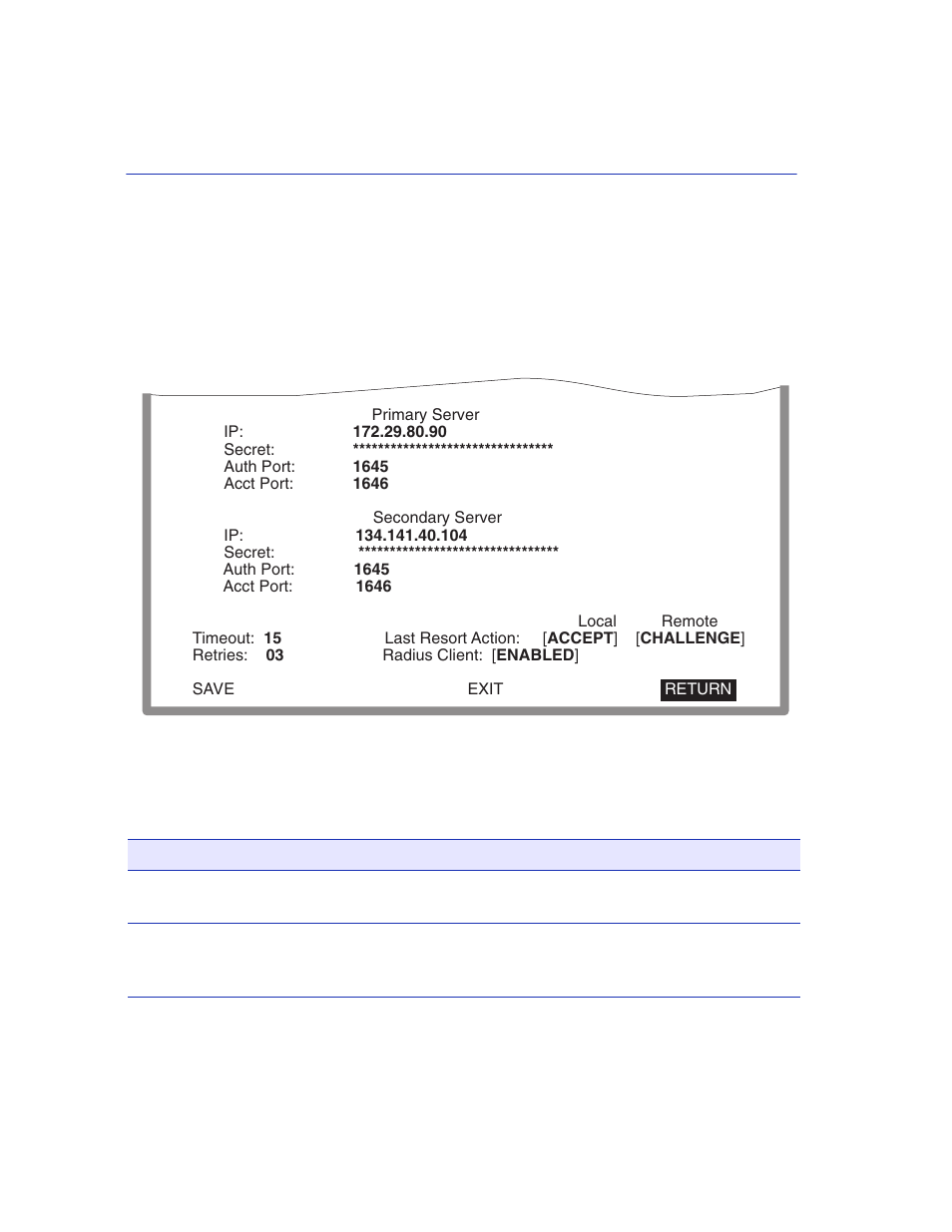 Radius configuration screen, Radius configuration screen field descriptions -18, How to access | Screen example, Field descriptions | Enterasys Networks 2200 User Manual | Page 54 / 330