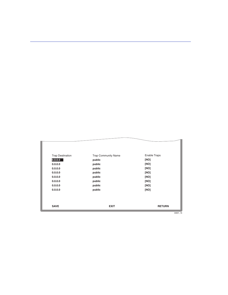 5 snmp traps configuration screen, Snmp traps configuration screen -24, Snmp traps configuration screen | Snmp traps configuration, Section 4.5, 5 snmp traps configuration screen when to use, How to access, Screen example | Enterasys Networks 2200 User Manual | Page 80 / 330