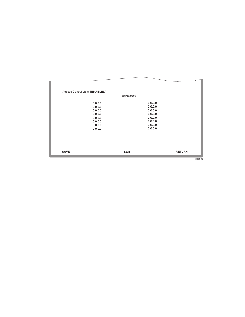 Access control list screen, Screen example | Enterasys Networks 2200 User Manual | Page 83 / 330