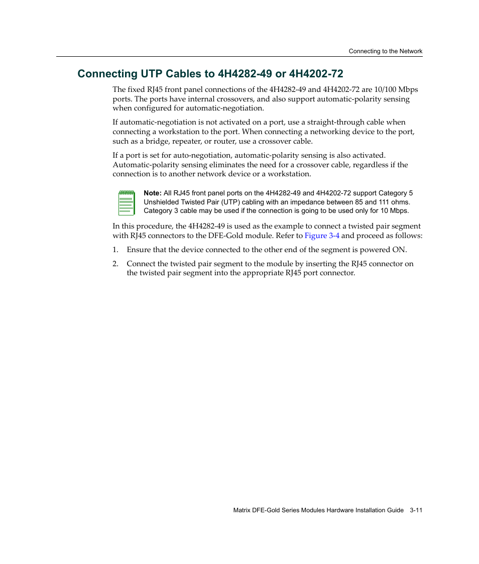 Connecting utp cables to 4h4282-49 or 4h4202-72, Connecting utp cables to 4h4282‐49 or 4h4202‐72 | Enterasys Networks Enterasys Gold Distributed Forwarding Engine 4H4284-49 User Manual | Page 41 / 90