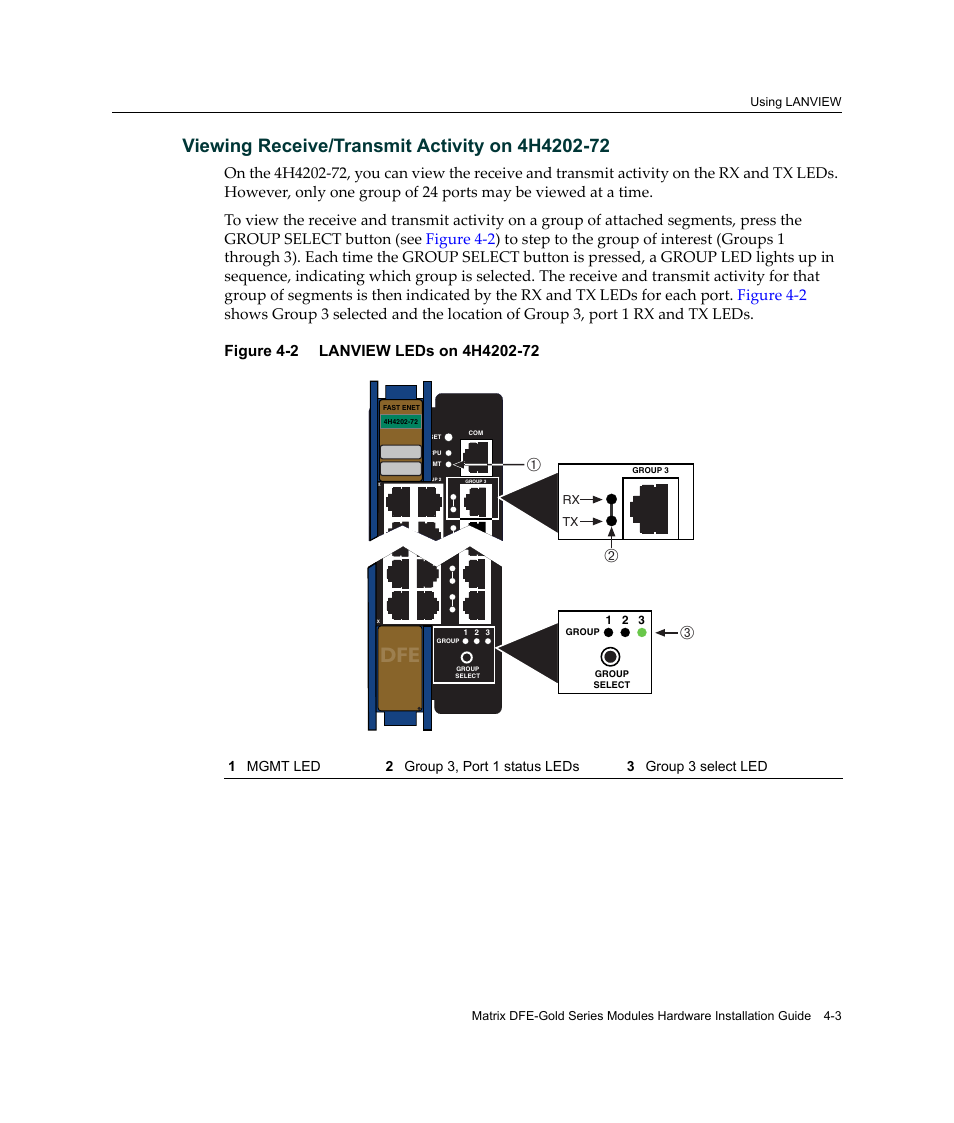 Lanview leds on 4h4202-72 -3 | Enterasys Networks Enterasys Gold Distributed Forwarding Engine 4H4284-49 User Manual | Page 63 / 90