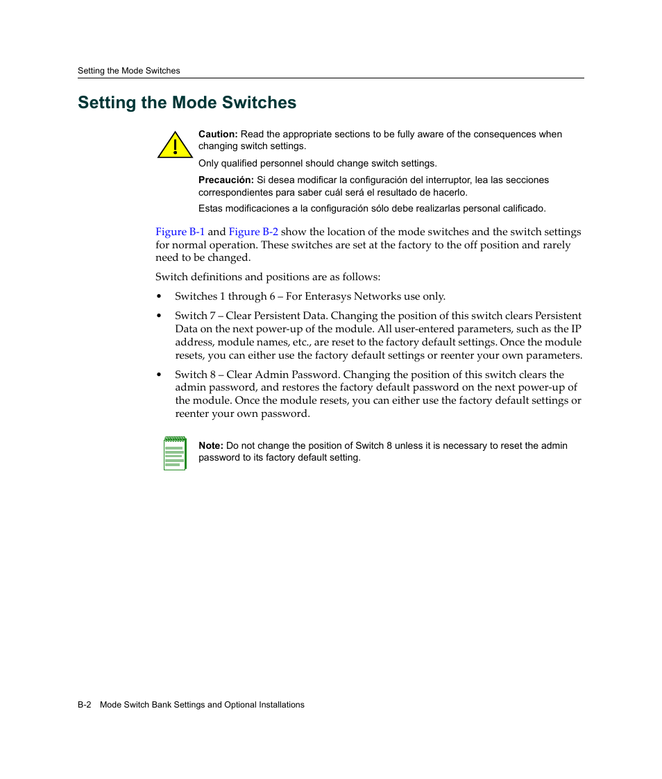 Setting the mode switches, The section, Setting the | Mode switches, Setting the mode, Switches | Enterasys Networks Enterasys Gold Distributed Forwarding Engine 4H4284-49 User Manual | Page 76 / 90