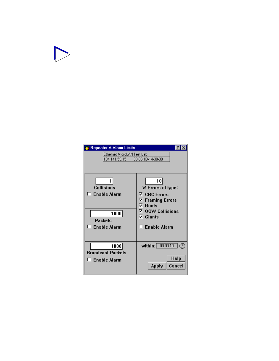 Accessing the alarm limits windows, Accessing the alarm limits windows -18 | Enterasys Networks 6000 User Manual | Page 181 / 231