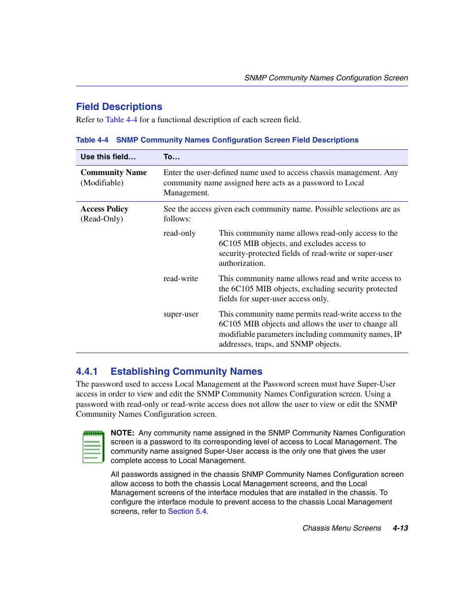 1 establishing community names, Establishing community names -13 | Enterasys Networks 6H2xx User Manual | Page 113 / 430