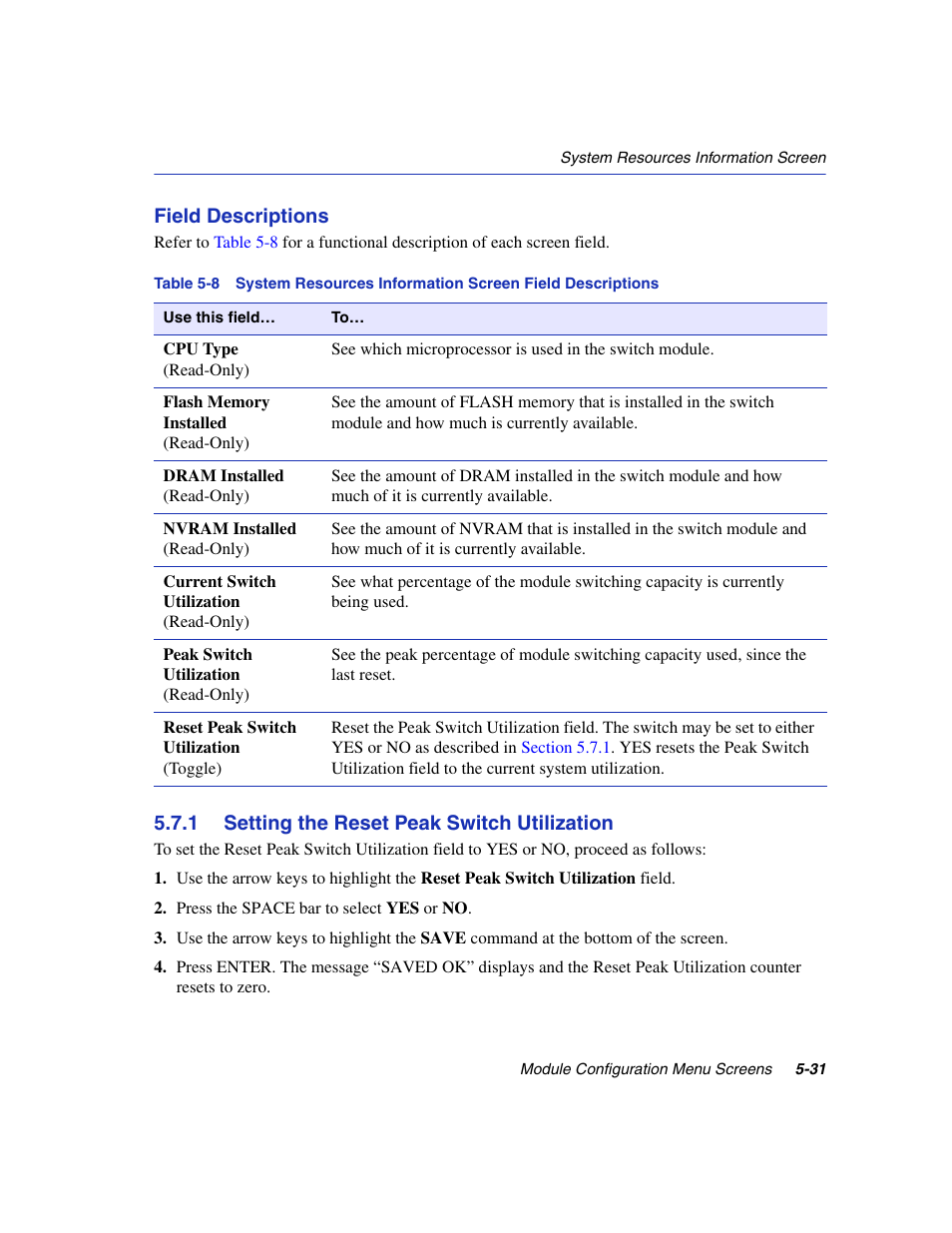 1 setting the reset peak switch utilization, Setting the reset peak switch utilization -31 | Enterasys Networks 6H2xx User Manual | Page 157 / 430