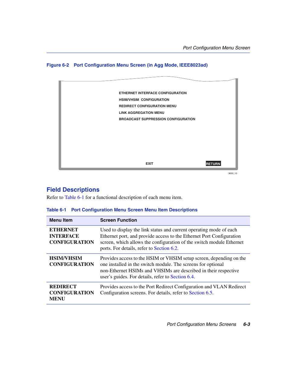 Figure 6-2, Displays, Field descriptions | Enterasys Networks 6H2xx User Manual | Page 167 / 430