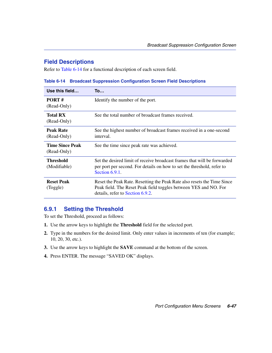 1 setting the threshold, Setting the threshold -47 | Enterasys Networks 6H2xx User Manual | Page 211 / 430