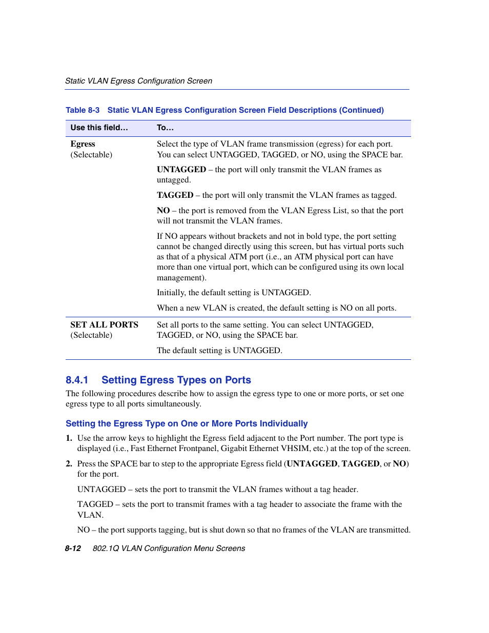 1 setting egress types on ports, Setting egress types on ports -12 | Enterasys Networks 6H2xx User Manual | Page 238 / 430