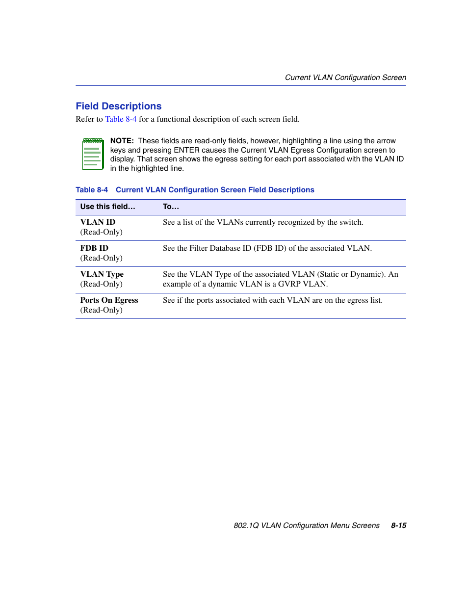 Field descriptions | Enterasys Networks 6H2xx User Manual | Page 241 / 430