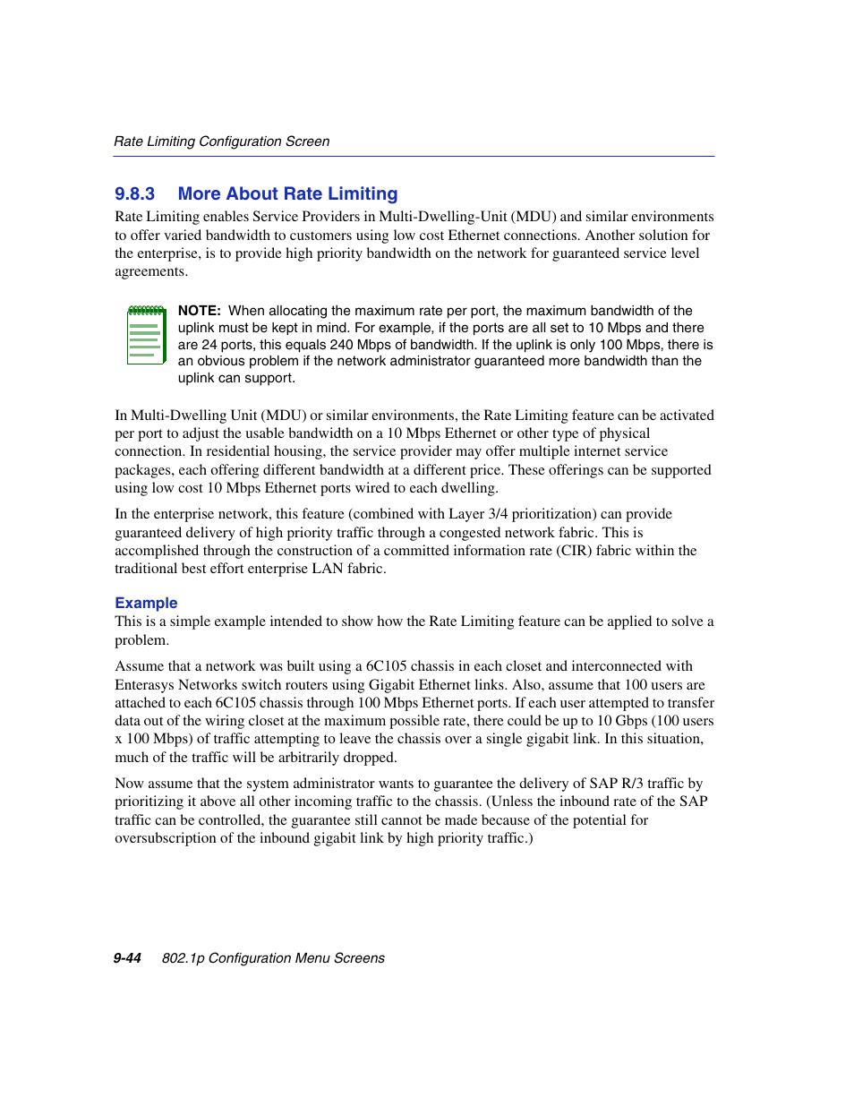 3 more about rate limiting, More about rate limiting -44 | Enterasys Networks 6H2xx User Manual | Page 308 / 430
