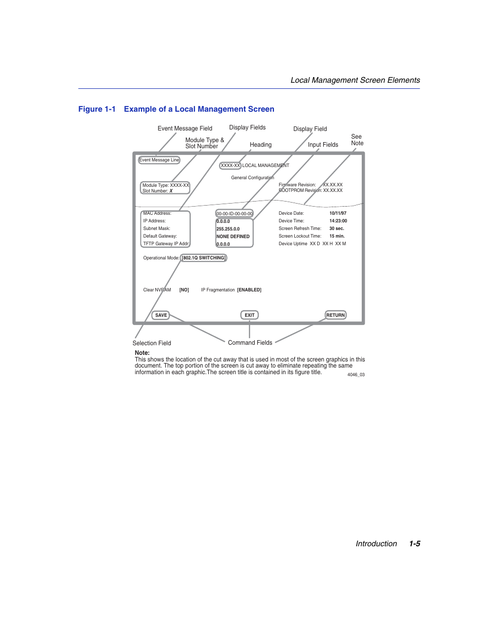 Example of a local management screen, Figure 1-1 | Enterasys Networks 6H2xx User Manual | Page 31 / 430