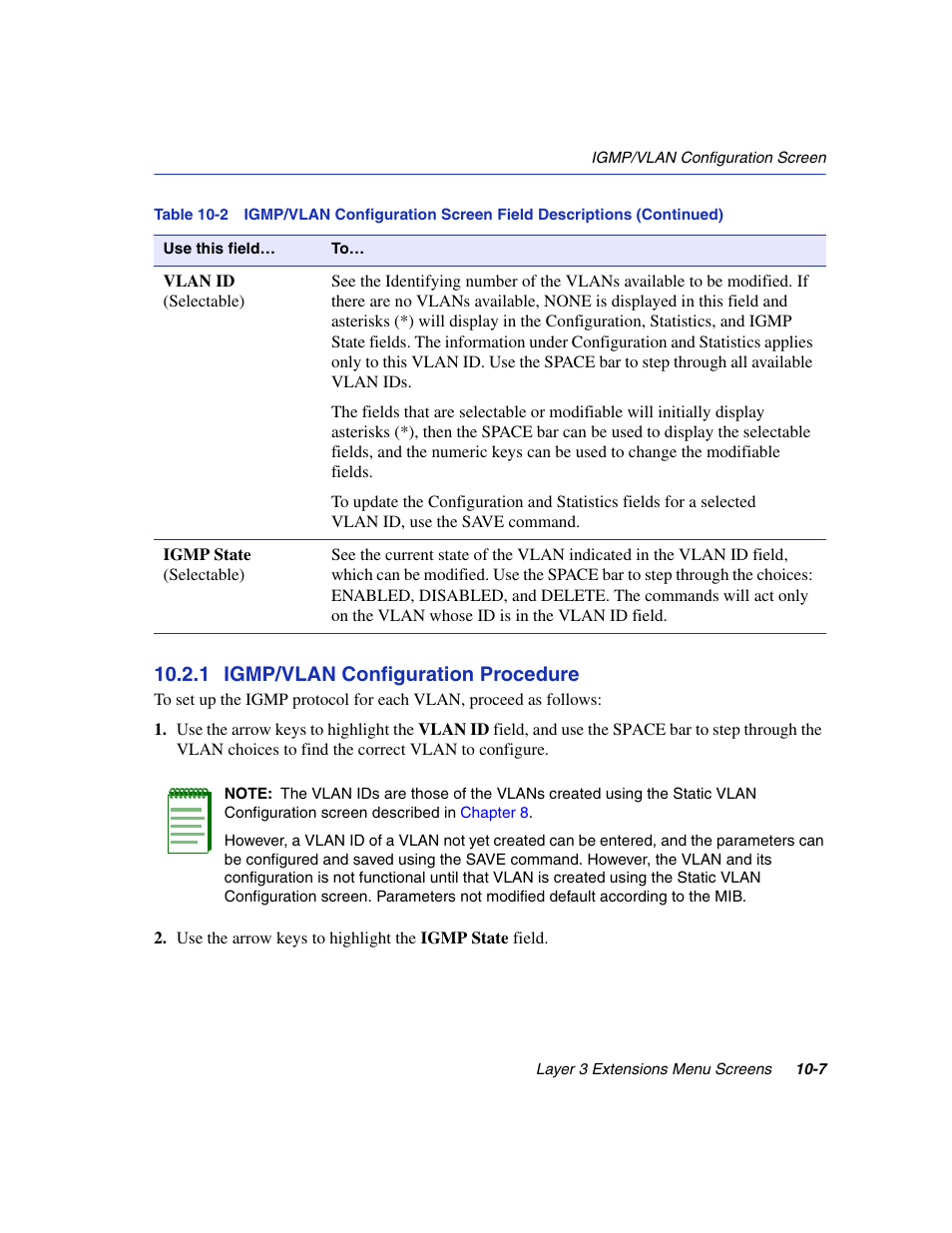 1 igmp/vlan configuration procedure, Igmp/vlan configuration procedure -7 | Enterasys Networks 6H2xx User Manual | Page 317 / 430