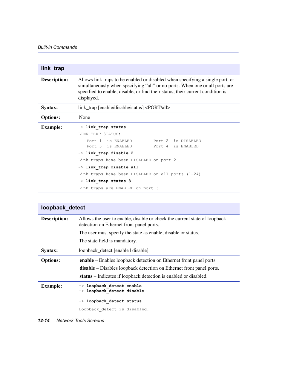 Link_trap, Loopback_detect | Enterasys Networks 6H2xx User Manual | Page 348 / 430