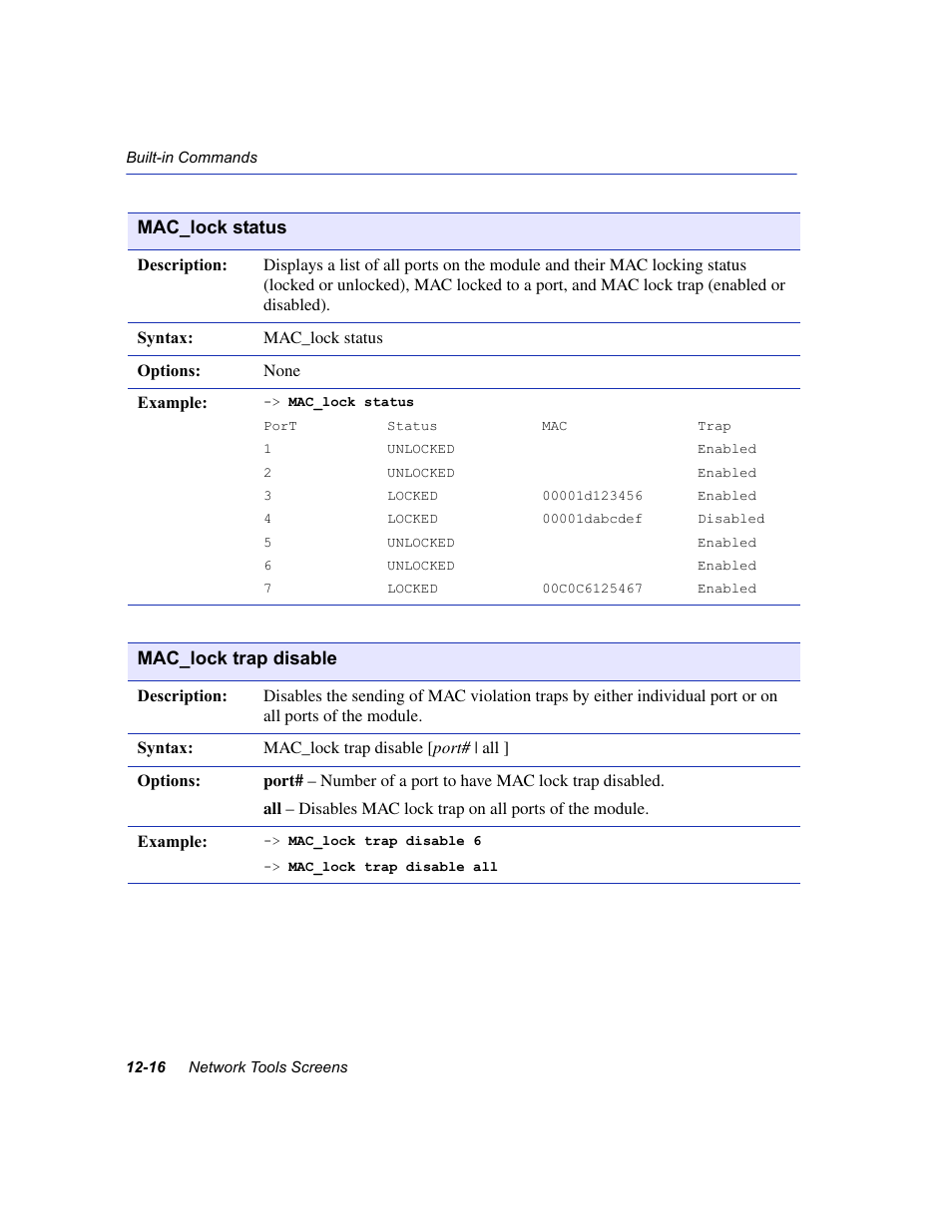 Mac_lock status, Mac_lock trap disable | Enterasys Networks 6H2xx User Manual | Page 350 / 430