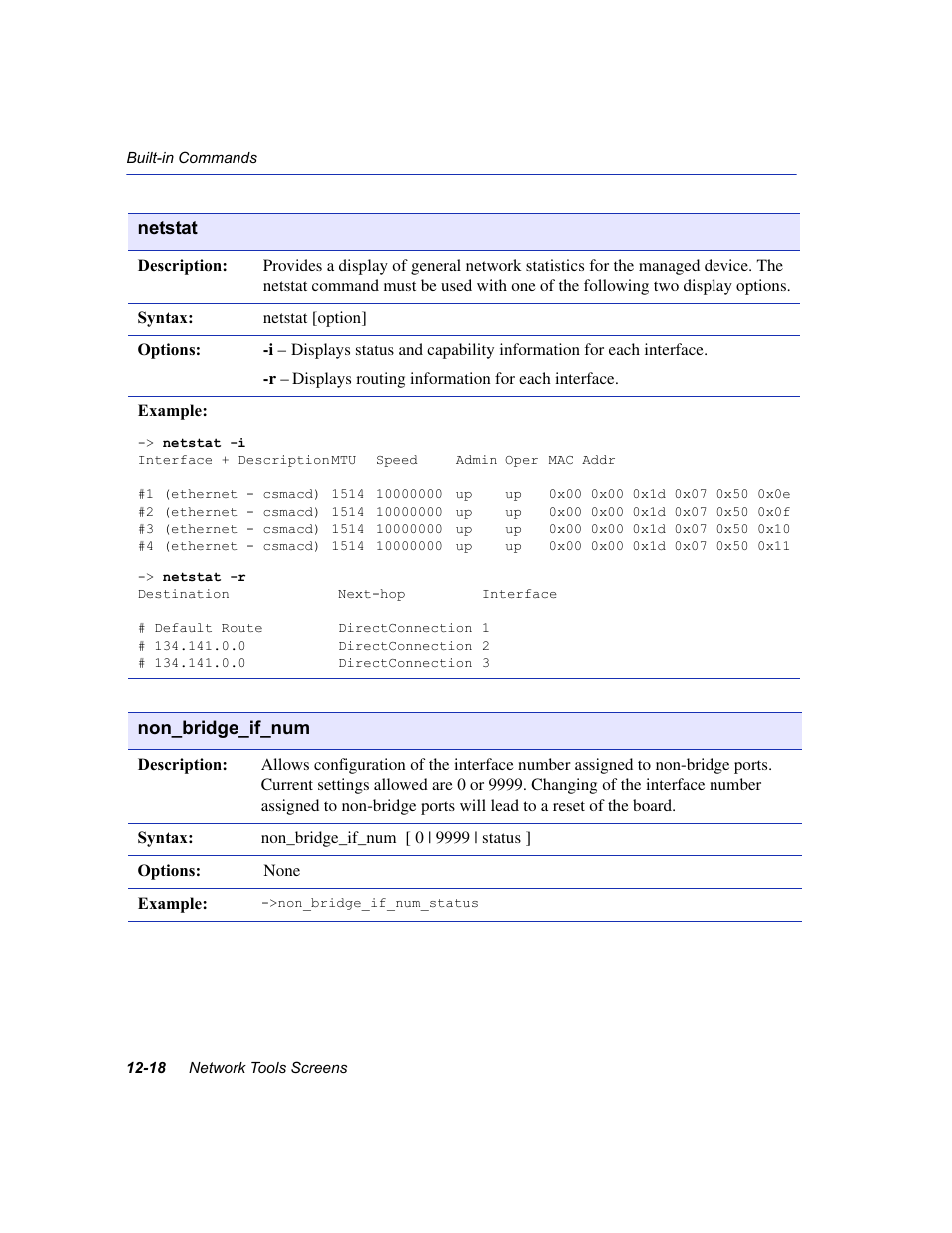 Netstat, Non_bridge_if_num | Enterasys Networks 6H2xx User Manual | Page 352 / 430