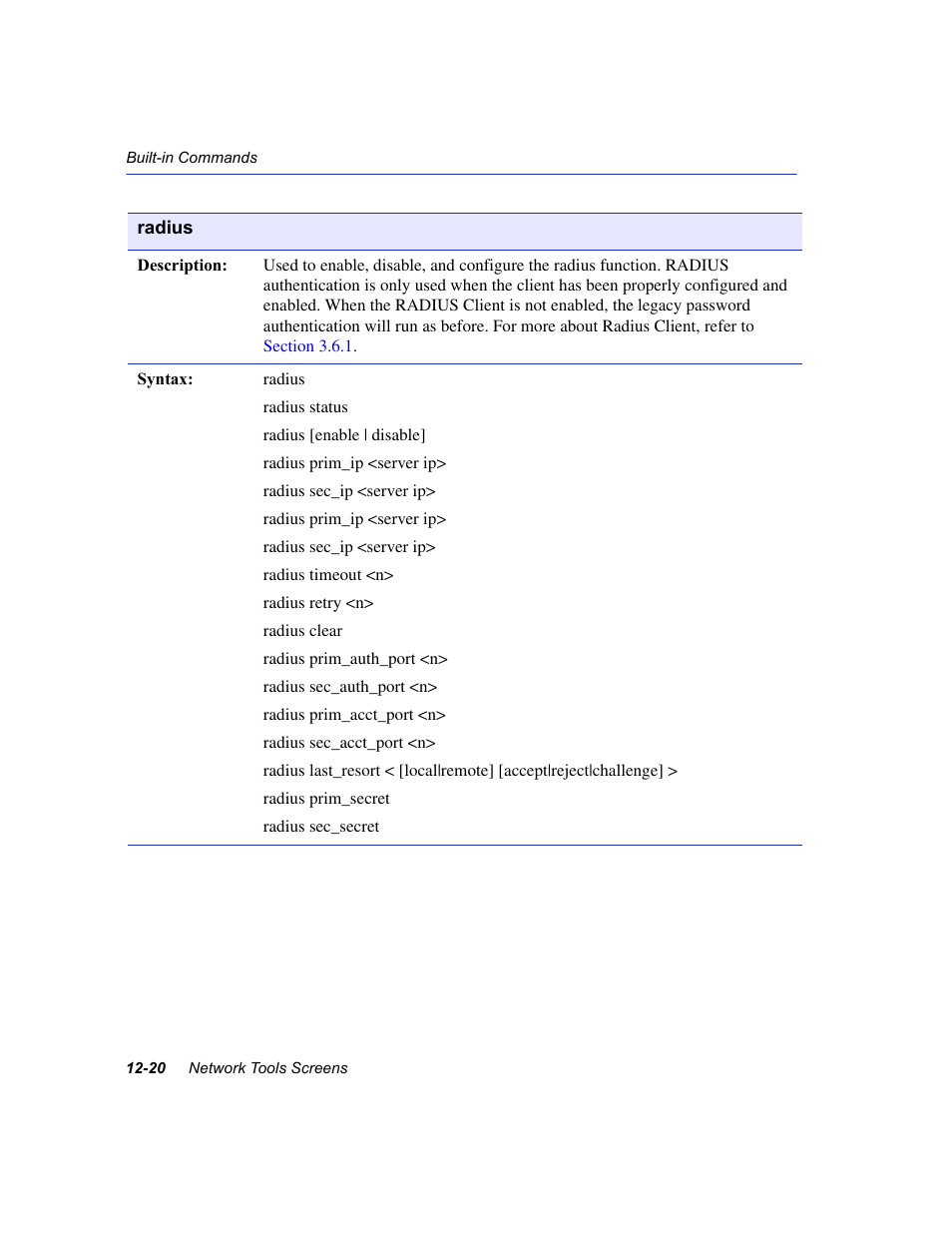 Radius | Enterasys Networks 6H2xx User Manual | Page 354 / 430