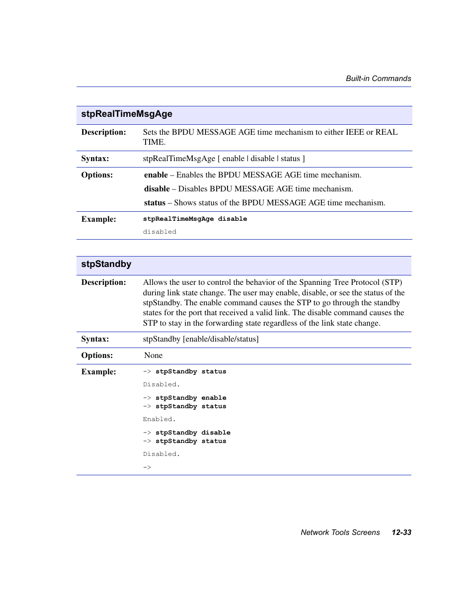 Stprealtimemsgage, Stpstandby | Enterasys Networks 6H2xx User Manual | Page 367 / 430