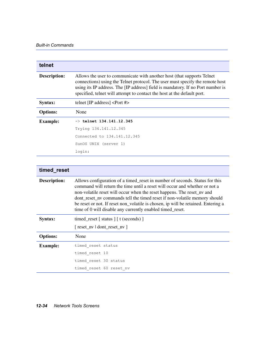 Telnet, Timed_reset | Enterasys Networks 6H2xx User Manual | Page 368 / 430