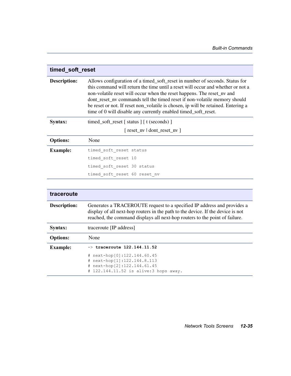 Timed_soft_reset, Traceroute | Enterasys Networks 6H2xx User Manual | Page 369 / 430