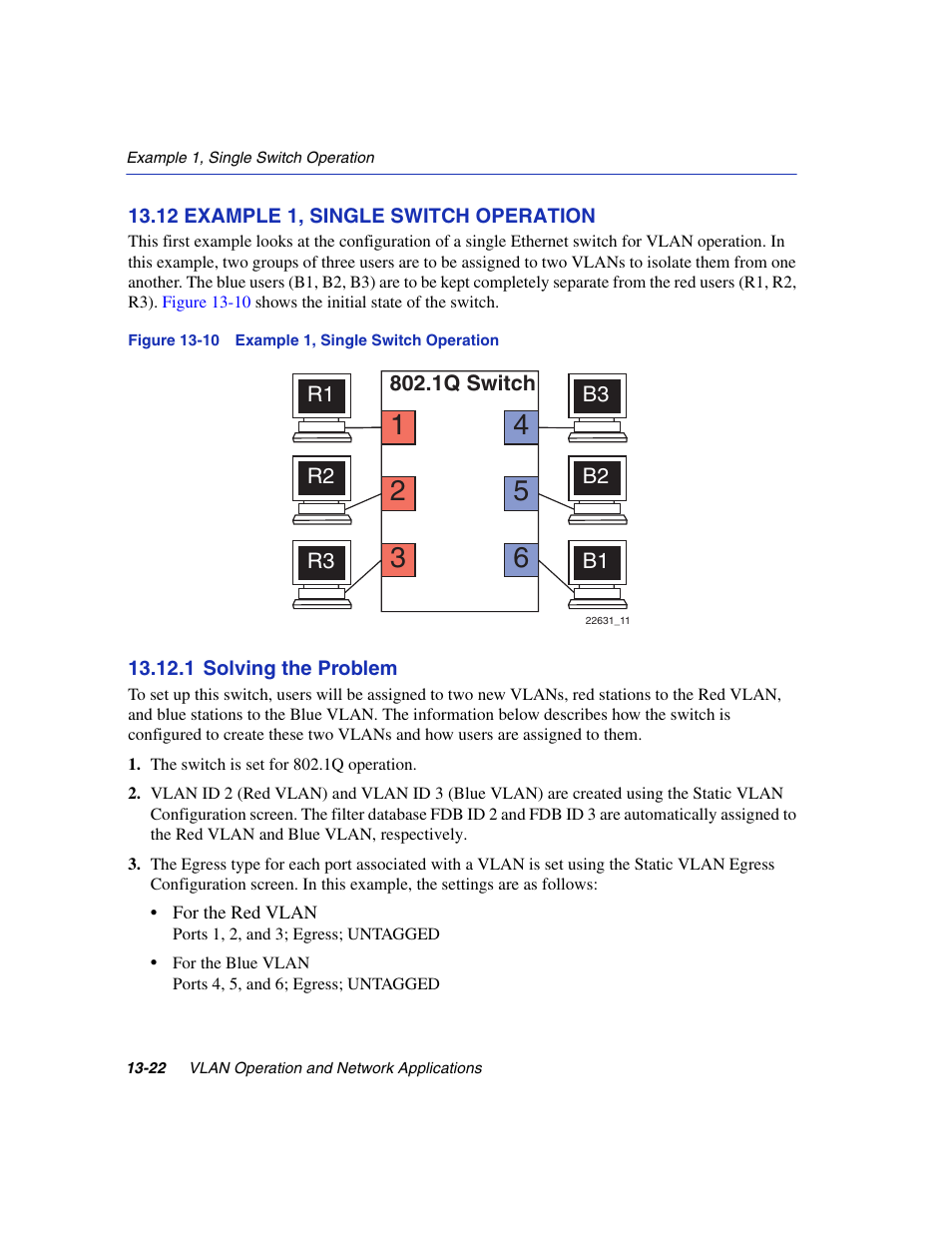 12 example 1, single switch operation, 1 solving the problem, Example 1, single switch operation -22 13.12.1 | Solving the problem -22, Example 1, single switch operation | Enterasys Networks 6H2xx User Manual | Page 394 / 430