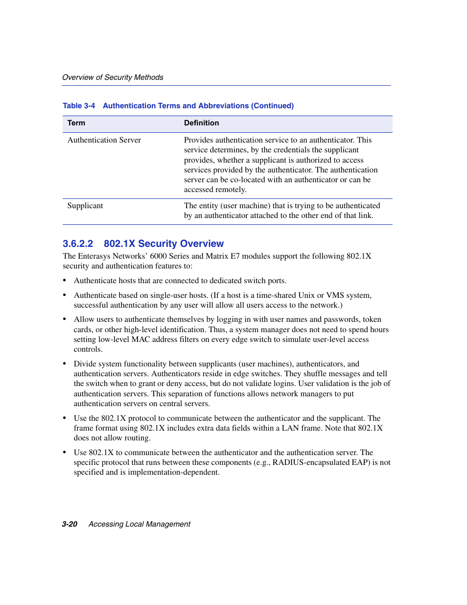 2 802.1x security overview, 1x security overview -20 | Enterasys Networks 6H2xx User Manual | Page 62 / 430
