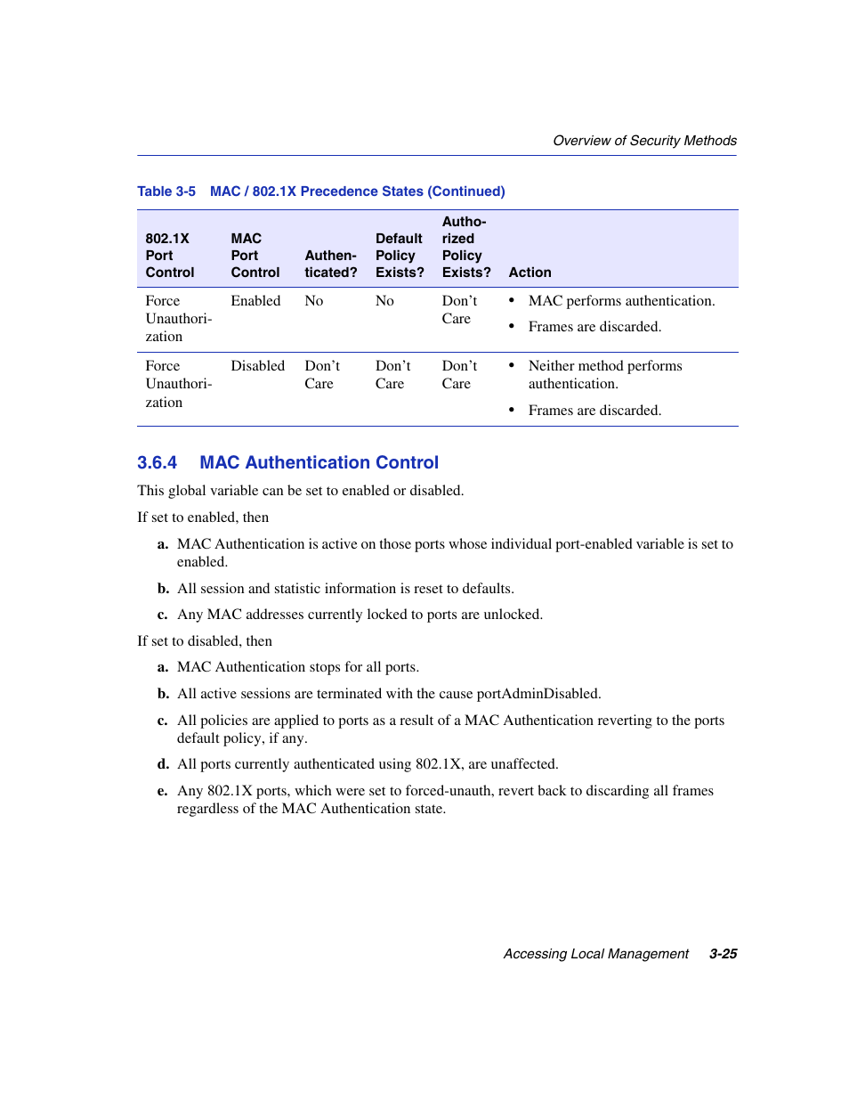 4 mac authentication control, Mac authentication control -25 | Enterasys Networks 6H2xx User Manual | Page 67 / 430