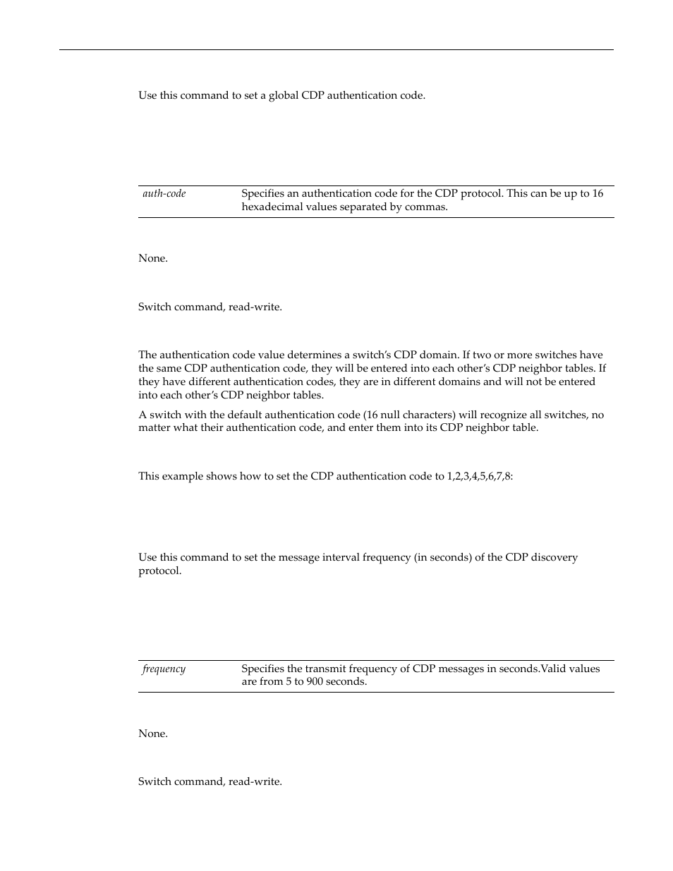 Set cdp auth, Set cdp interval, Set cdp auth -4 set cdp interval -4 | Fer to, Set cdp, Auth, Cdp interval | Enterasys Networks D-Series User Manual | Page 100 / 540