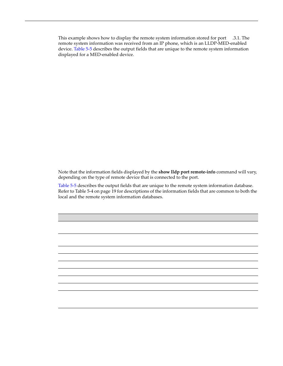 Show lldp port remote-info output display -21, Example | Enterasys Networks D-Series User Manual | Page 117 / 540