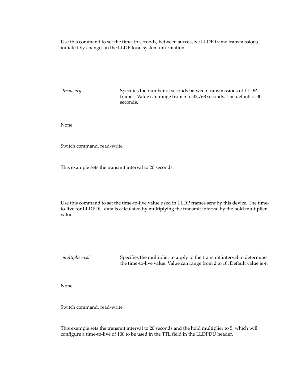 Set lldp tx-interval, Set lldp hold-multiplier | Enterasys Networks D-Series User Manual | Page 118 / 540