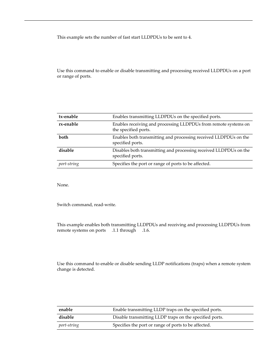 Set lldp port status, Set lldp port trap, Set lldp port status -24 set lldp port trap -24 | Enterasys Networks D-Series User Manual | Page 120 / 540