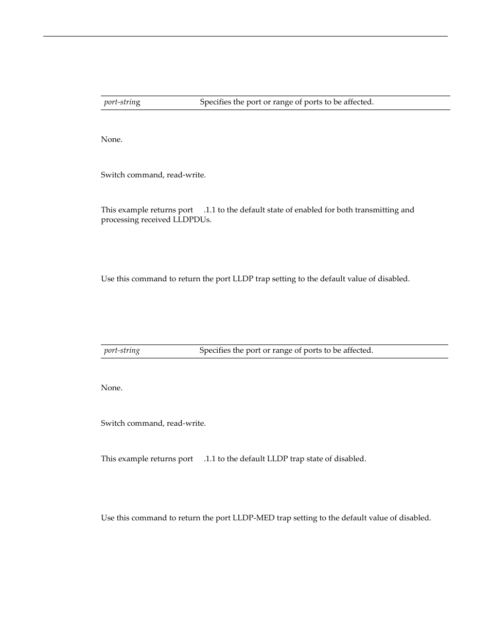 Clear lldp port trap, Clear lldp port med-trap | Enterasys Networks D-Series User Manual | Page 124 / 540