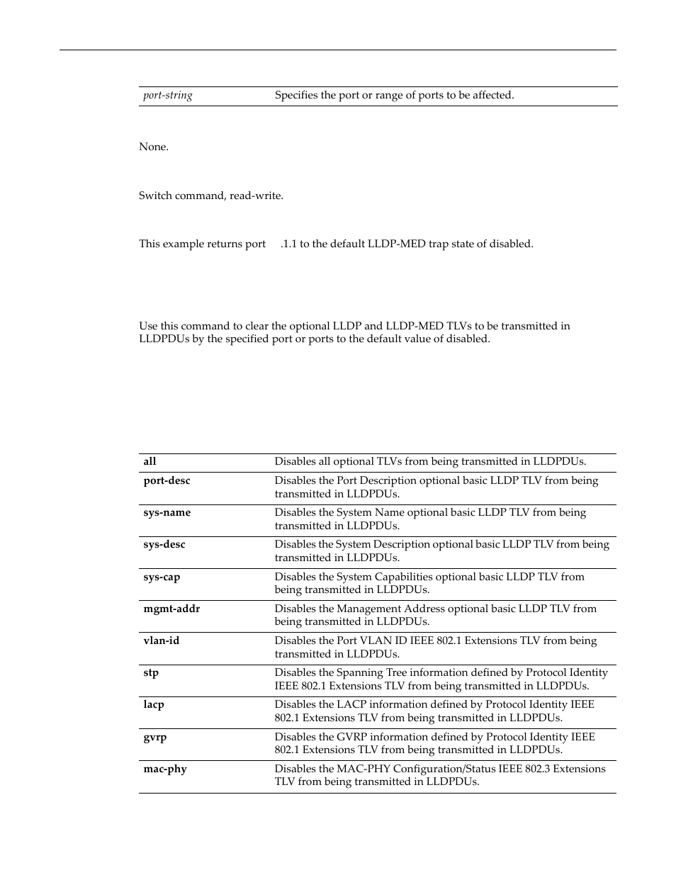 Clear lldp port tx-tlv, Clear lldp port tx-tlv -29 | Enterasys Networks D-Series User Manual | Page 125 / 540
